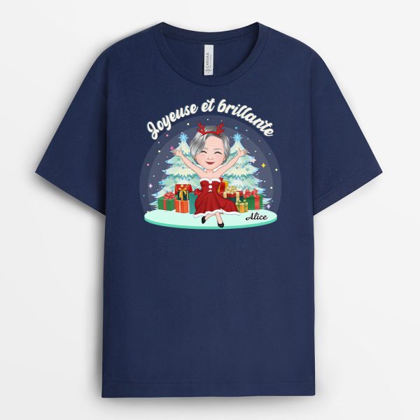 Joyeuse et Brillante – Cadeau Personnalise  T-shirt pour Noel