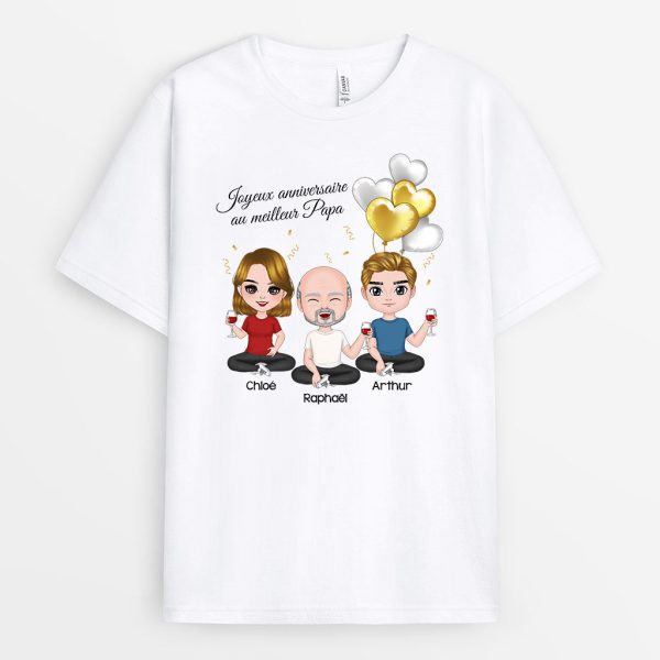 Joyeux Anniversaire Au Meilleur Papa – Cadeau Personnalise  T-shirt pour Papa Papi