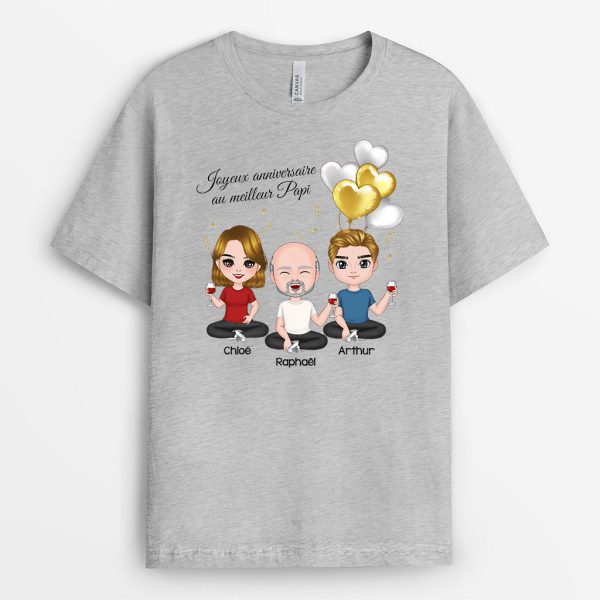 Joyeux Anniversaire Au Meilleur Papa – Cadeau Personnalise  T-shirt pour Papa Papi