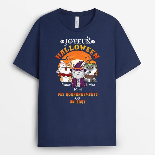 Joyeux Halloween Des Ronronnements Ou Un Sort – Cadeau Personnalise  T-shirt pour Amoureux des animaux