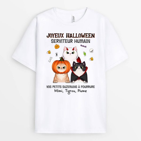 Joyeux Halloween Serviteur Humain – Cadeau Personnalisae  T-shirt pour Amoureux des animaux