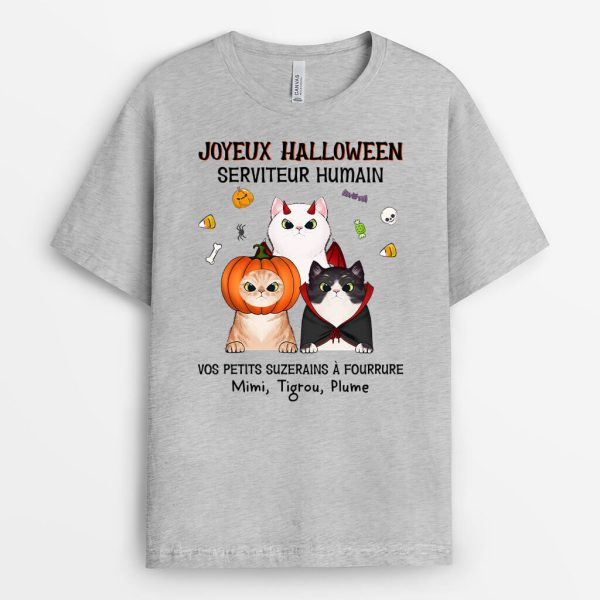 Joyeux Halloween Serviteur Humain – Cadeau Personnalisae  T-shirt pour Amoureux des animaux