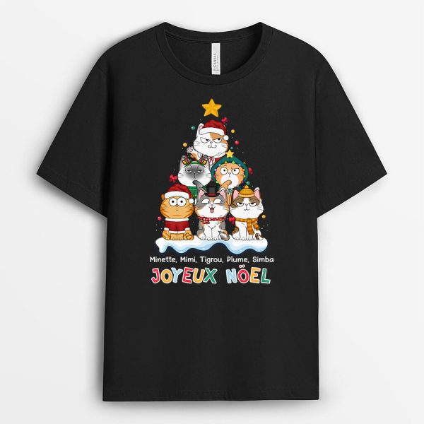 Joyeux Noel Avec Chats – Cadeau Personnalise  T-shirt pour Amoureux des animaux