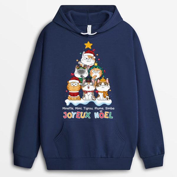 Joyeux Noel Avec Chats – Cadeau Personnalise  T-shirt pour Amoureux des animaux