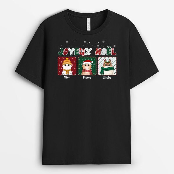 Joyeux Noel Chats – Cadeau Personnalise  T-shirt pour Amoureux des animaux