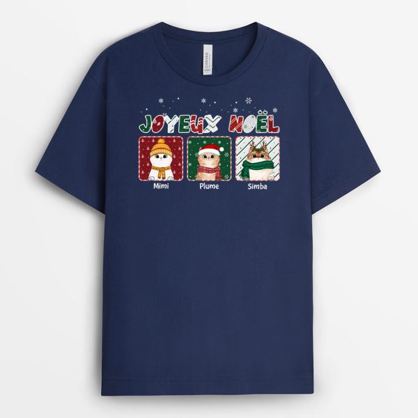 Joyeux Noel Chats – Cadeau Personnalise  T-shirt pour Amoureux des animaux