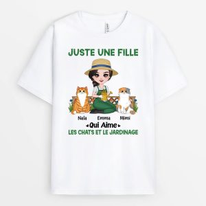 Juste Une Femme Qui Aime Des Chats Et Le Jardinage – Cadeau Personnalise T-shirt pour femme Juste Une Femme Qui Aime Des Chats Et Le Jardinage – Cadeau Personnalise T-shirt pour femme