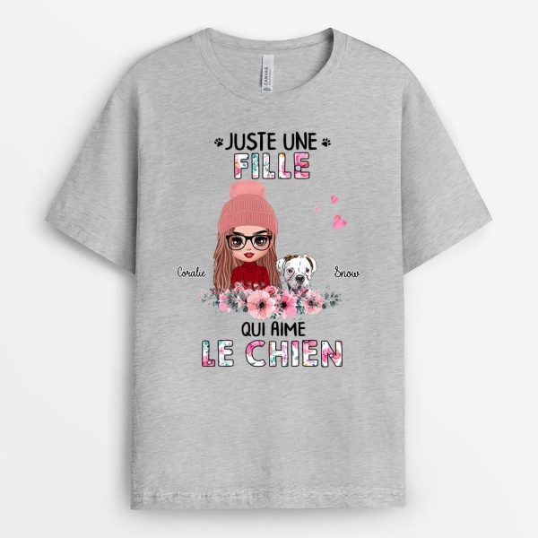 Juste Une Femme Qui Aime Le Chien – Cadeau Personnalise  T-shirt pour Amoureux des chiens