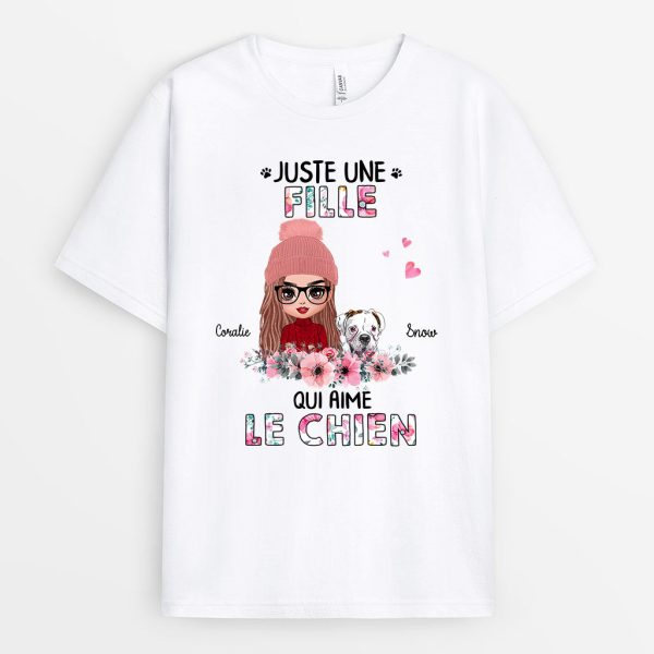 Juste Une Femme Qui Aime Le Chien – Cadeau Personnalise  T-shirt pour Amoureux des chiens