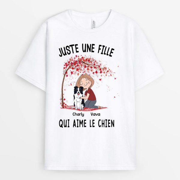 Juste Une Fille Qui Aime Le Chien – Cadeau Personnalise  T-shirt pour Amoureux des chiens