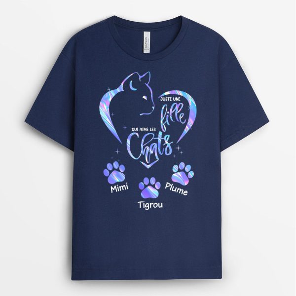 Juste Une Fille Qui Aime Les Chats – Cadeau Personnalise  T-shirt pour Amoureux des chats