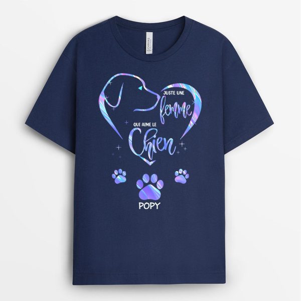 Juste Une Fille Qui Aime Les Chiens – Cadeau Personnalise  T-shirt pour Amoureux des chiens