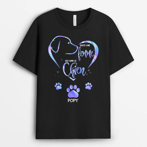 Juste Une Fille Qui Aime Les Chiens – Cadeau Personnalise  T-shirt pour Amoureux des chiens