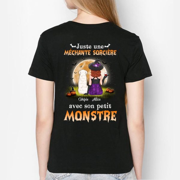 Juste Une Mechante Sorciere Avec Son Monstre – Cadeau Personnalise  T-shirt pour Amoureux des animaux