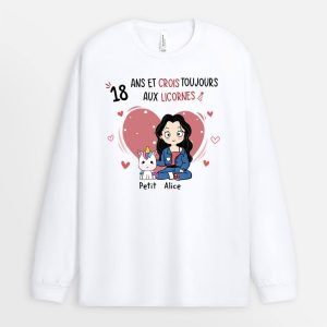 Manches Longues 18 Ans Et Crois Toujours Aux Licornes Personnalise Manches Longues 18 Ans Et Crois Toujours Aux Licornes Personnalise