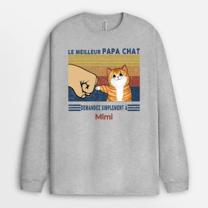 Manches Longues Le Meilleur Papa Chat Demandez Poing Personnalise Manches Longues Le Meilleur Papa Chat Demandez Poing Personnalise