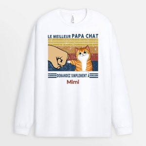 Manches Longues Le Meilleur Papa Chat Demandez Poing Personnalise Manches Longues Le Meilleur Papa Chat Demandez Poing Personnalise