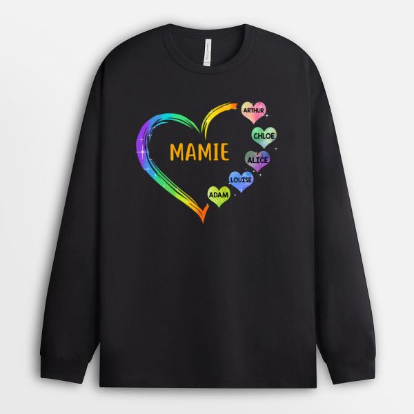 Manches Longues Le coeur de Mamie Maman Grand Coeur Personnalise