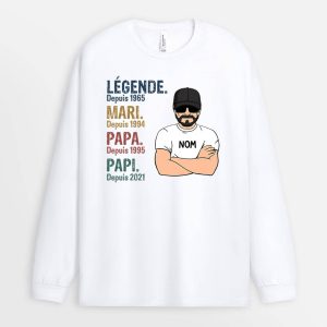 Manches Longues Legende, Vintage Papa Papi Personnalise Manches Longues Legende, Vintage Papa Papi Personnalise