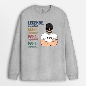 Manches Longues Legende, Vintage Papa Papi Personnalise Manches Longues Legende, Vintage Papa Papi Personnalise