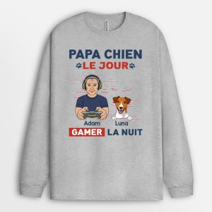 Manches Longues Papa Chien Le Jour Gamer La Nuit Personnalise Manches Longues Papa Chien Le Jour Gamer La Nuit Personnalise
