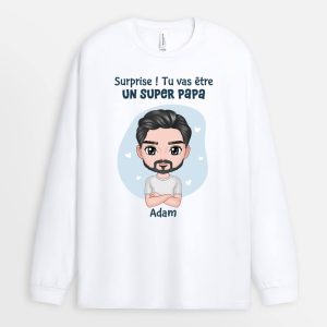 Manches Longues Surprise Tu Vas Etre Un Super Papa Personnalise Manches Longues Surprise Tu Vas Etre Un Super Papa Personnalise