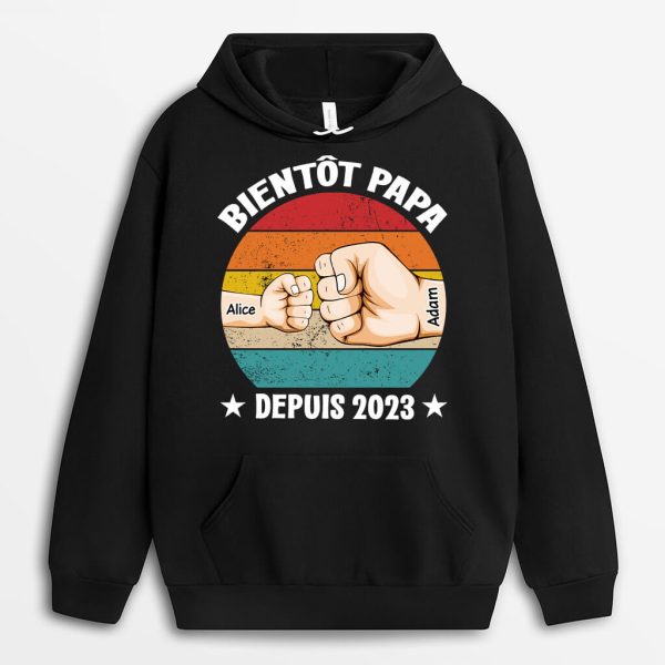 Sweat a Capuche Bientot Papa Personnalise