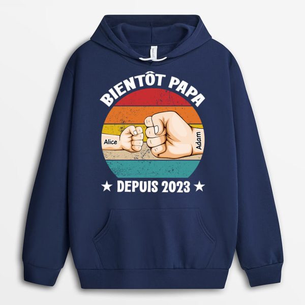 Sweat a Capuche Bientot Papa Personnalise