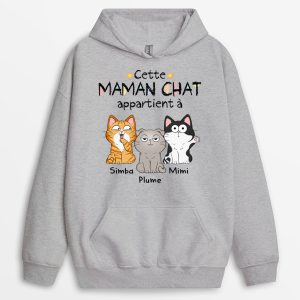 Sweat a Capuche Cette MamanCe Papa Chat Appartient A Personnalise