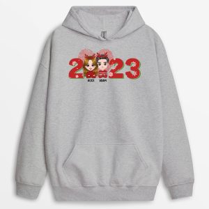 Sweat a Capuche Couple de Noel avec Amour Personnalise