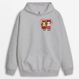 Sweat a Capuche Couple de Noel avec Coeur Personnalise