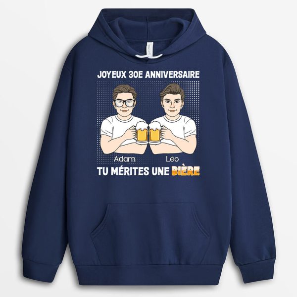 Sweat a Capuche Joyeux 40e Anniversaire Tu Merites Une Biere Personnalise