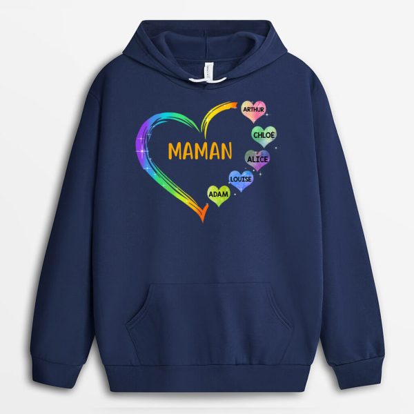 Sweat a Capuche Le coeur de Mamie Maman Grand Coeur Personnalise