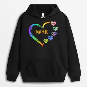 Sweat a Capuche Le coeur de Mamie Maman Grand Coeur Personnalise