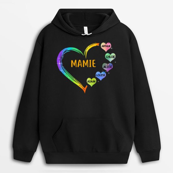 Sweat a Capuche Le coeur de Mamie Maman Grand Coeur Personnalise