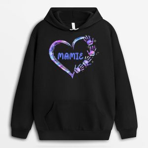 Sweat a Capuche Le coeur de Mamie Maman Mains Colorees Personnalise Sweat a Capuche Le coeur de Mamie Maman Mains Colorees Personnalise