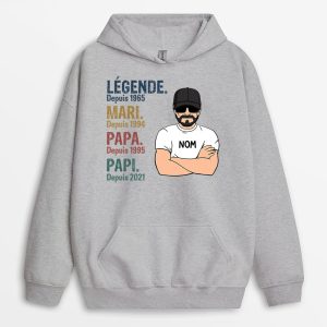 Sweat a Capuche Legende, Vintage Papa Papi Personnalise Sweat a Capuche Legende, Vintage Papa Papi Personnalise