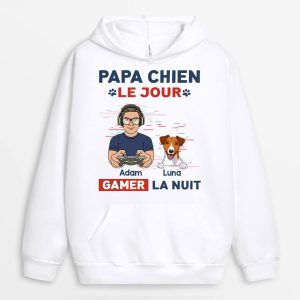Sweat a Capuche Papa Chien Le Jour Gamer La Nuit Personnalise Sweat a Capuche Papa Chien Le Jour Gamer La Nuit Personnalise