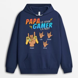 Sweat a Capuche Papa Le Jour Gamer La Nuit Personnalise Sweat a Capuche Papa Le Jour Gamer La Nuit Personnalise