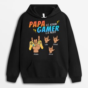 Sweat a Capuche Papa Le Jour Gamer La Nuit Personnalise Sweat a Capuche Papa Le Jour Gamer La Nuit Personnalise