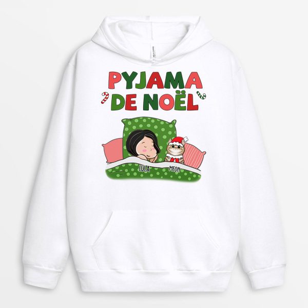 Sweat a Capuche Pyjama de Noel avec Chats Personnalise