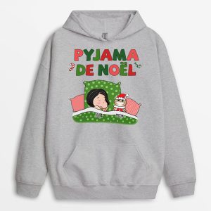 Sweat a Capuche Pyjama de Noel avec Chats Personnalise