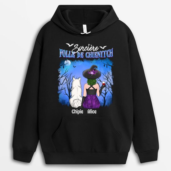 Sweat a Capuche Sorciere Folle De Chien Personnalise