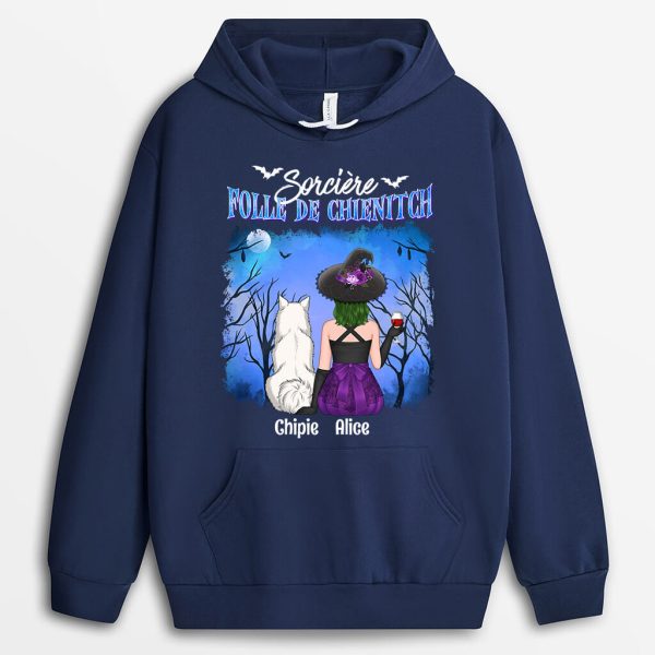 Sweat a Capuche Sorciere Folle De Chien Personnalise