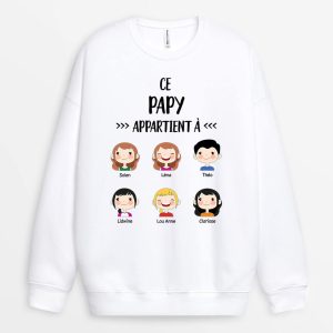 Sweat-shirt Ce Papi Appartient A Visage D’enfants Personnalise Sweat-shirt Ce Papi Appartient A Visage D’enfants Personnalise