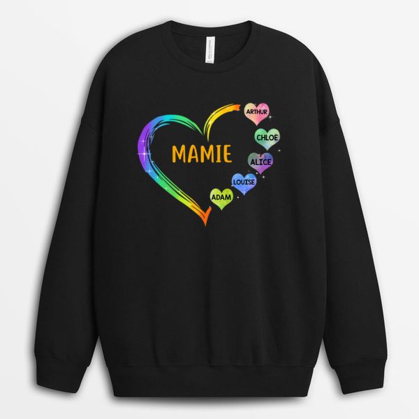 Sweat-shirt Le coeur de Mamie Maman Grand Coeur Personnalise