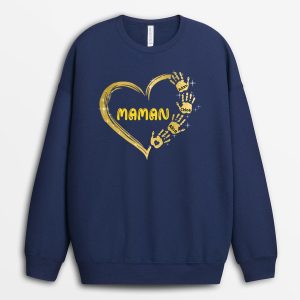 Sweat-shirt Le cœur de Mamie Maman Mains Colorées Personnalise