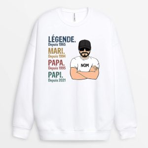 Sweat-shirt Legende, Vintage Papa Papi Personnalise Sweat-shirt Legende, Vintage Papa Papi Personnalise