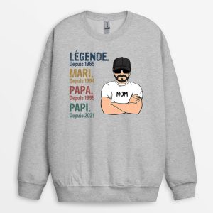 Sweat-shirt Legende, Vintage Papa Papi Personnalise