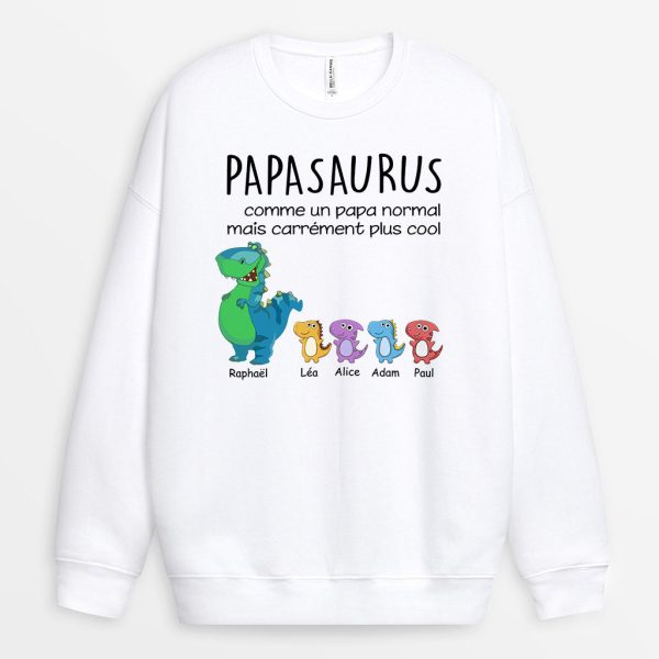 Sweat-shirt Papisaurus Papasaurus Cool de Petits Dinosaures Personnalise